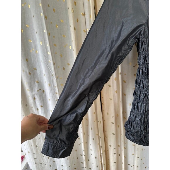 Bebe Sport Y2K Shiny Metal Black Side Arm Rouching Zip Up Motorcycle Jacket M - Picture 3 of 8